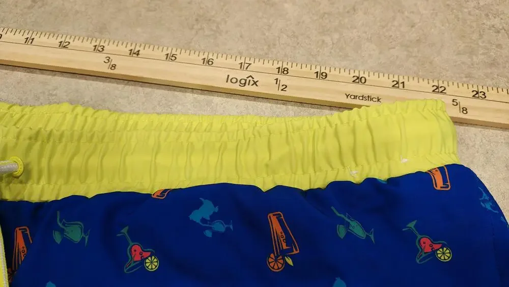 Birdie Bound Swim Shorts Mens 3XL Blue Tropical Cocktail Drinks Lined Stretch